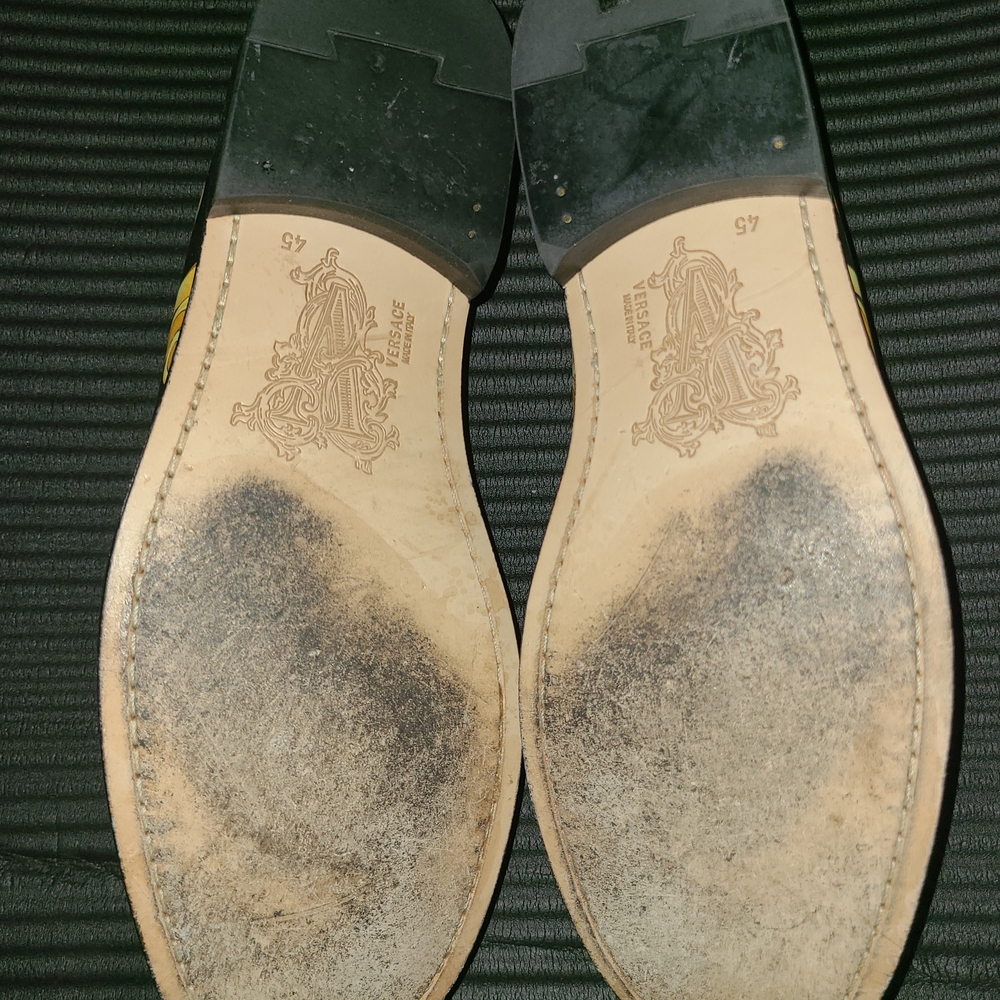 Versace Men's Gold and White Baroque Loafers - Picture 5 of 6
